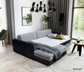 Coltar extensibil stanga 4 locuri, ELTAP, Sorento, 296x194x78 cm, lemn/poliester, gri deschis/gri inchis