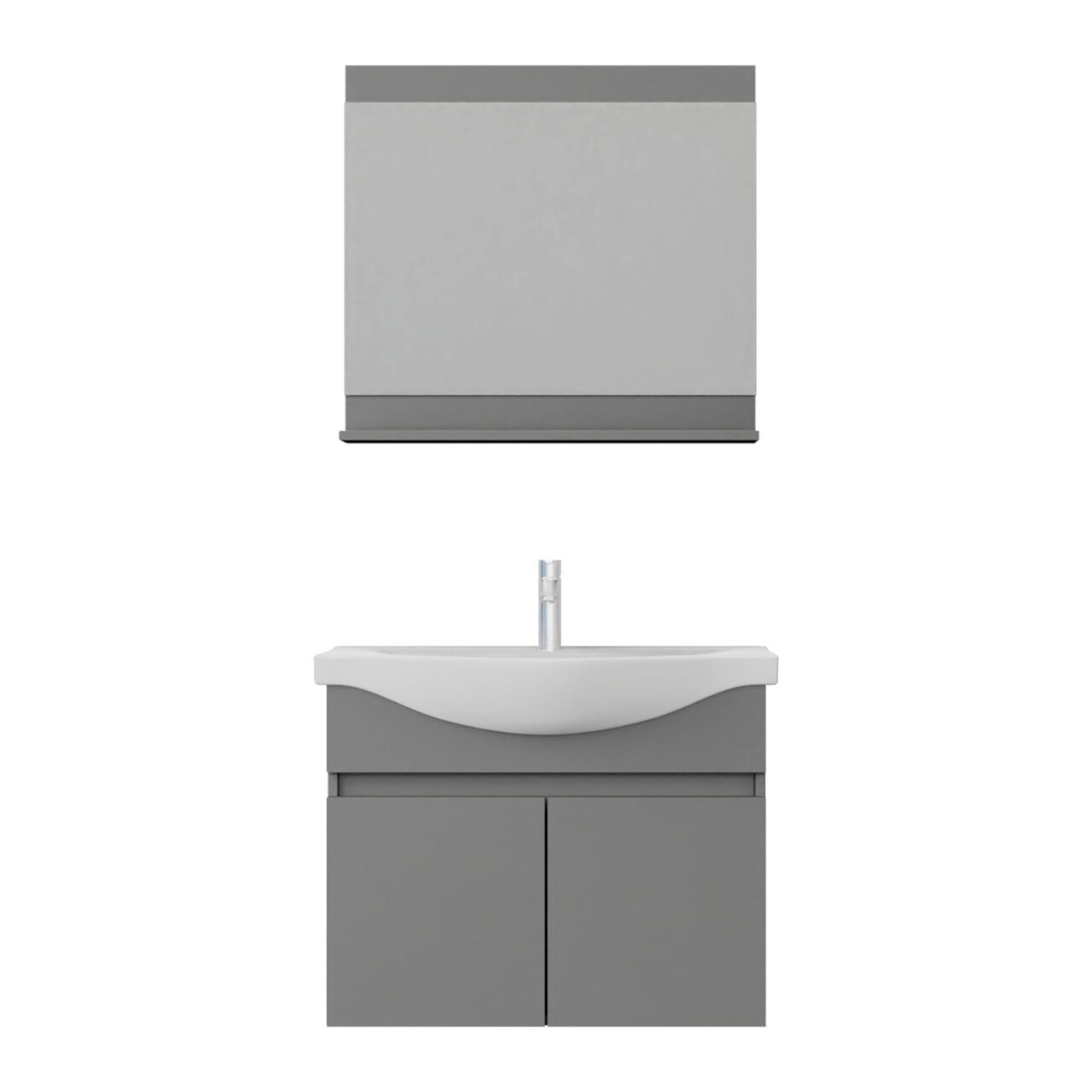 Set mobilier de baie (2 piese), Hanah Home, Mare 80, Gri Mat - view 5