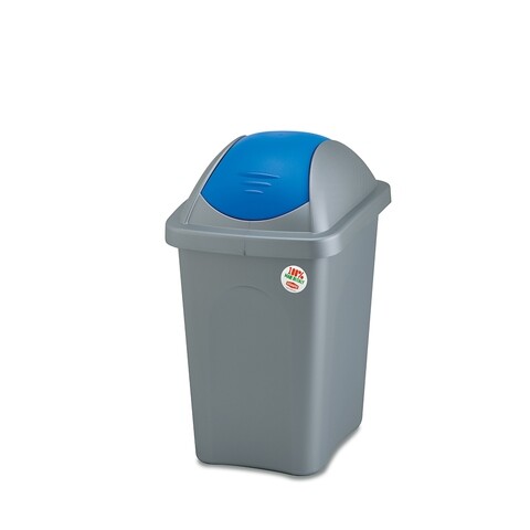Cos de gunoi Multiplat cu capac batant, colectare selectiva, plastic, 60 L, albastru