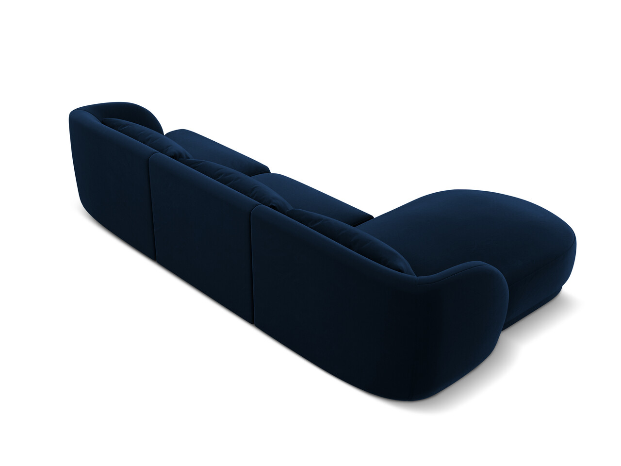 Coltar stanga 4 locuri, Tulum, Cosmopolitan Design, 255x156x70 cm, catifea, albastru regal