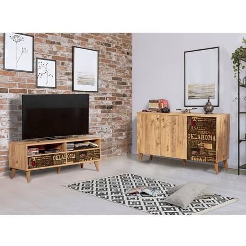 Set mobilier living 2 piese, comoda si comoda tv, motto 2-765, vella, atlantic pine
