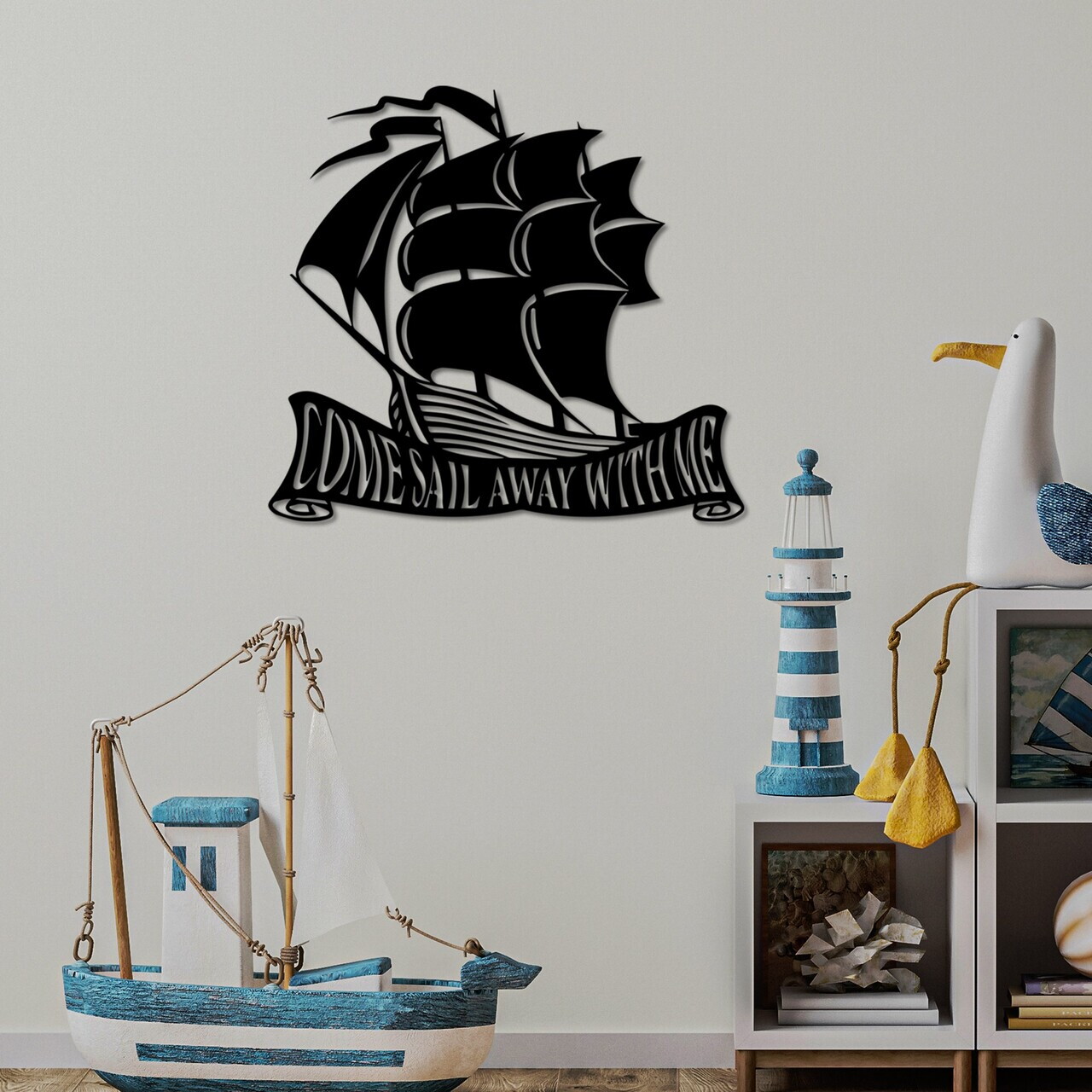 Decoratiune de perete, Come Away, Dimensiune: 55 x 50 cm , Negru — imaginea 3
