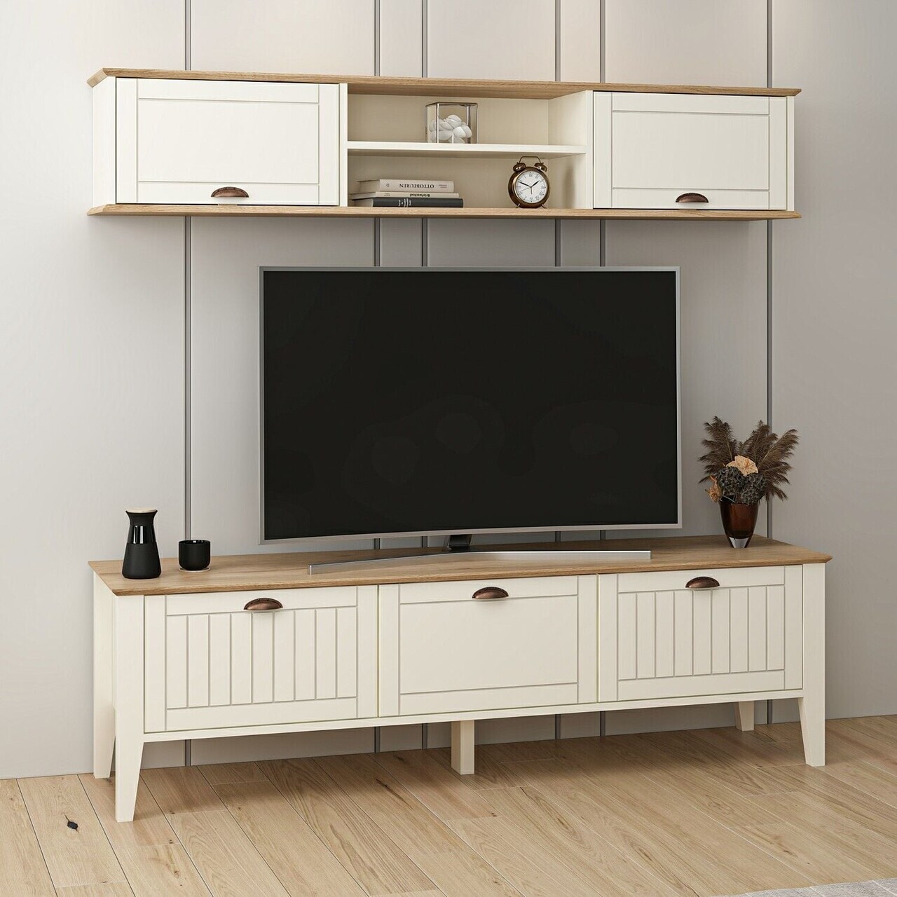 Comoda TV, Hanah Home, Marlo, 183x54x46 cm, Coș adânc / Piatră Lunii — imaginea 2