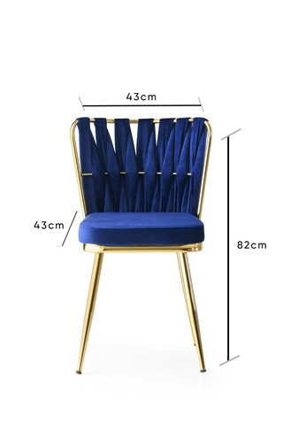 Set 4 scaune, Nmobb, Kusakli 142, 43 x 82 x 43 cm, metal/pal, auriu/bleumarin