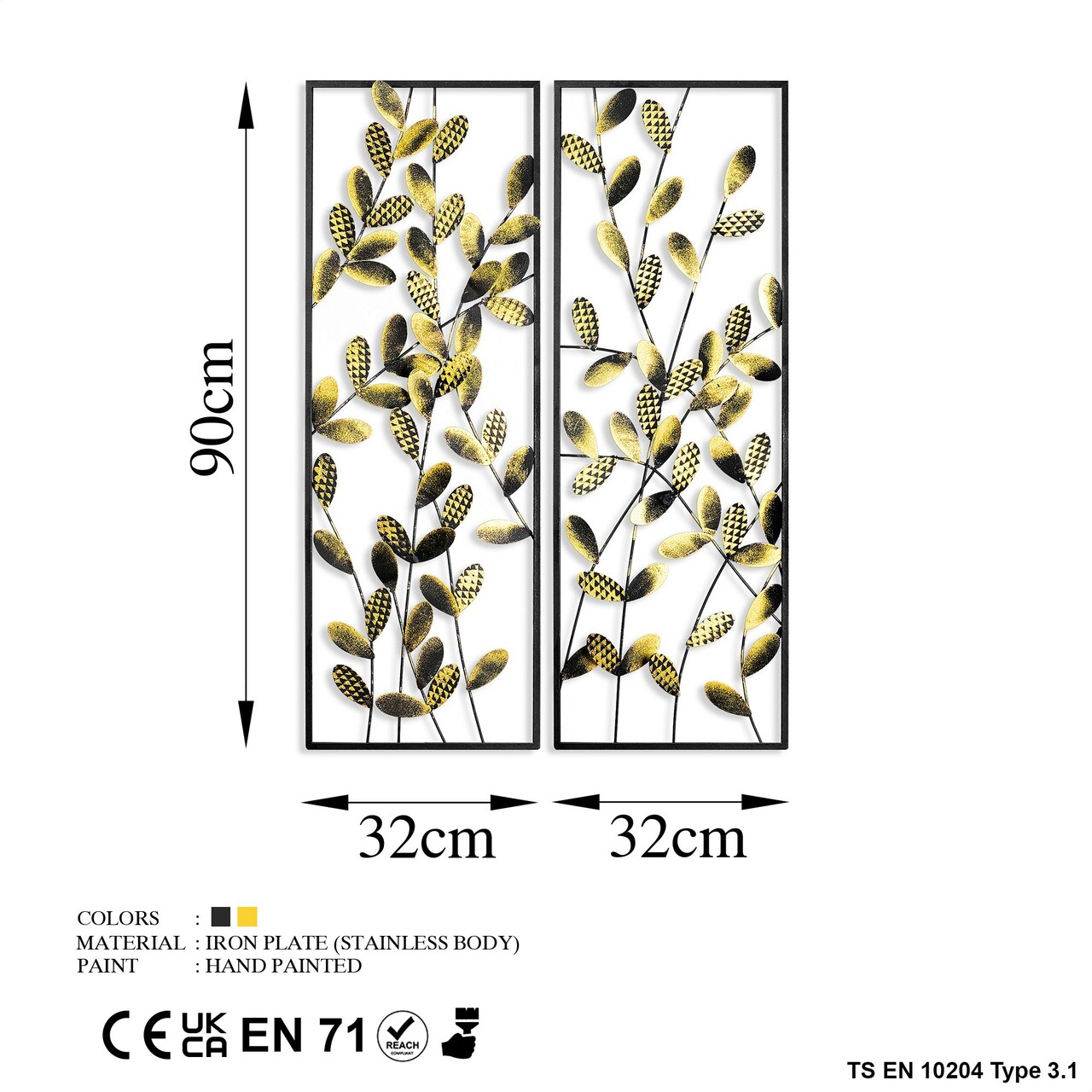 Decoratiune de perete, Olips 2, Metal, 32 x 90 cm, 2 piese, Multicolor