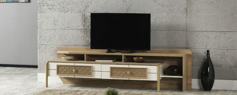 Consola tv vatara, heineer, 220x47x60 cm, lemn, maro