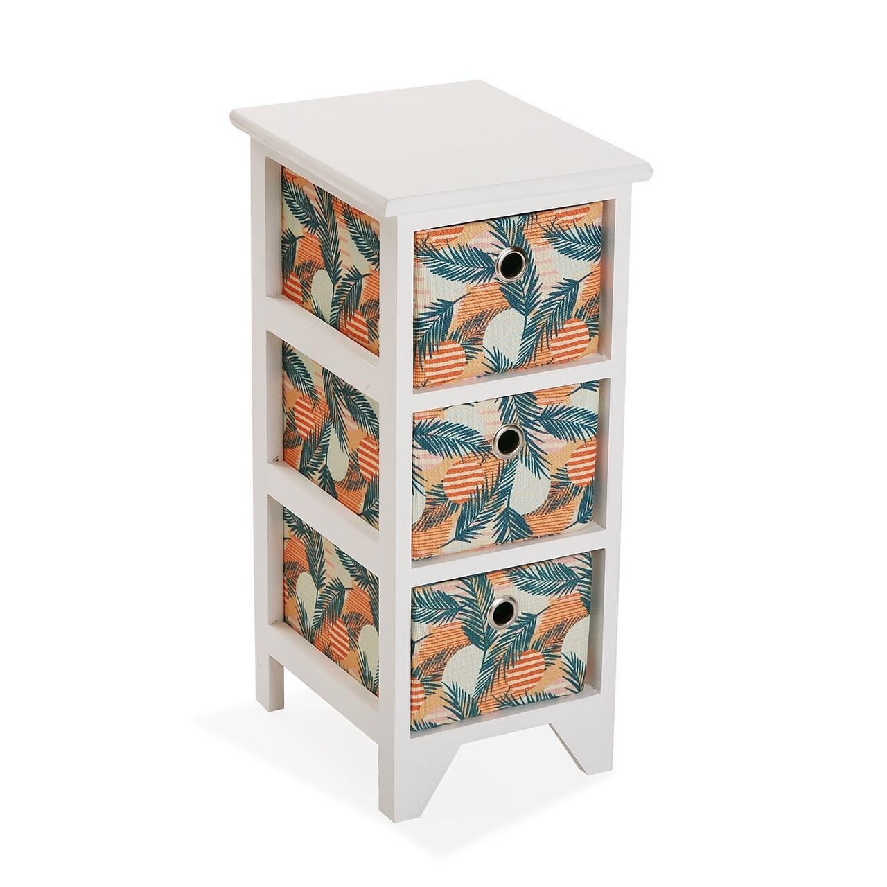 Organizator Pentru Baie Cu 3 Cosuri Exotic Leaves, Versa, 23x29x58 Cm, Lemn De Paulownia