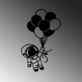 Decoratiune de perete, Astronaut 2, Metal, Dimensiune: 44 x 70 cm, Negru