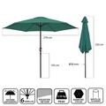 Umbrela de gradina / terasa Monty, Ø 270 cm, Ø38 mm, cu manivela, sistem antivant, aluminiu, verde