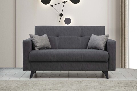 Canapea extensibilă cu 2 locuri, Misty, 730MST1108, Cadru: METAL/LEMN, Gri inchis