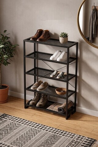 Suport pentru pantofi, Hanah Home, Veno, 73x109x30 cm, Negru