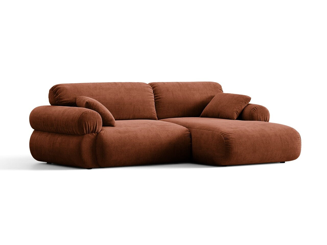 Coltar dreapta 4 locuri, Ophelia, Micadoni Home, 236x164x84 cm, tesatura structurata, caramiziu — imaginea 2