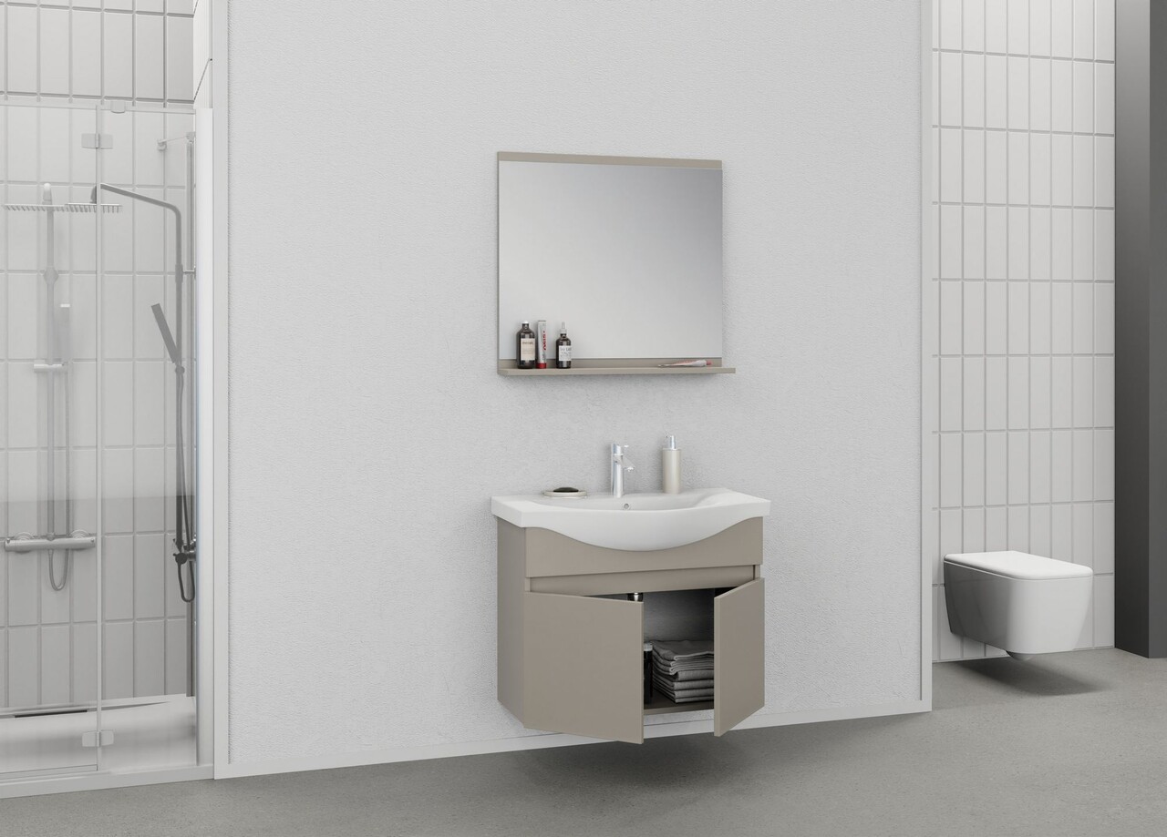 Set mobilier de baie (2 piese), Hanah Home, Mare 80, Latte - view 4