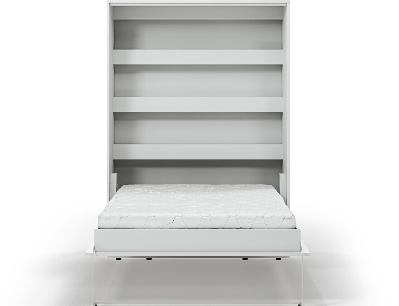 Pat rabatabil vertical cu biblioteca si iluminare LED, 140x200 cm, ELTAP, Devesto, PAL/metal, alb - view 7