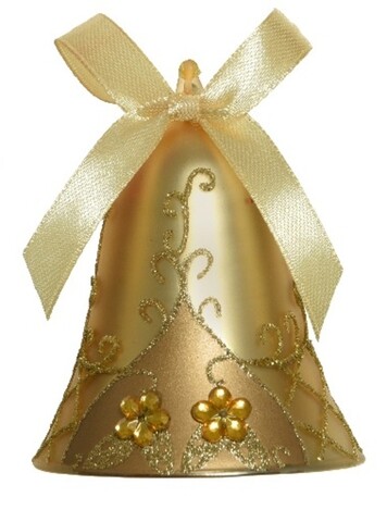 Glob bell w diamonds, decoris, 6.5x9 cm, sticla, auriu