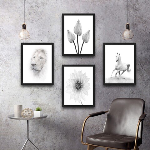 Set 4 tablouri decorative, White World Set, PAL, Hartie, Multicolor Bystag