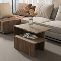 Set masute 2 piese, Zena Home, Twins, Gri deschis / Stejar