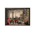 Tablou decorativ, Red Cıty, Lemn, Lemn, Multicolor