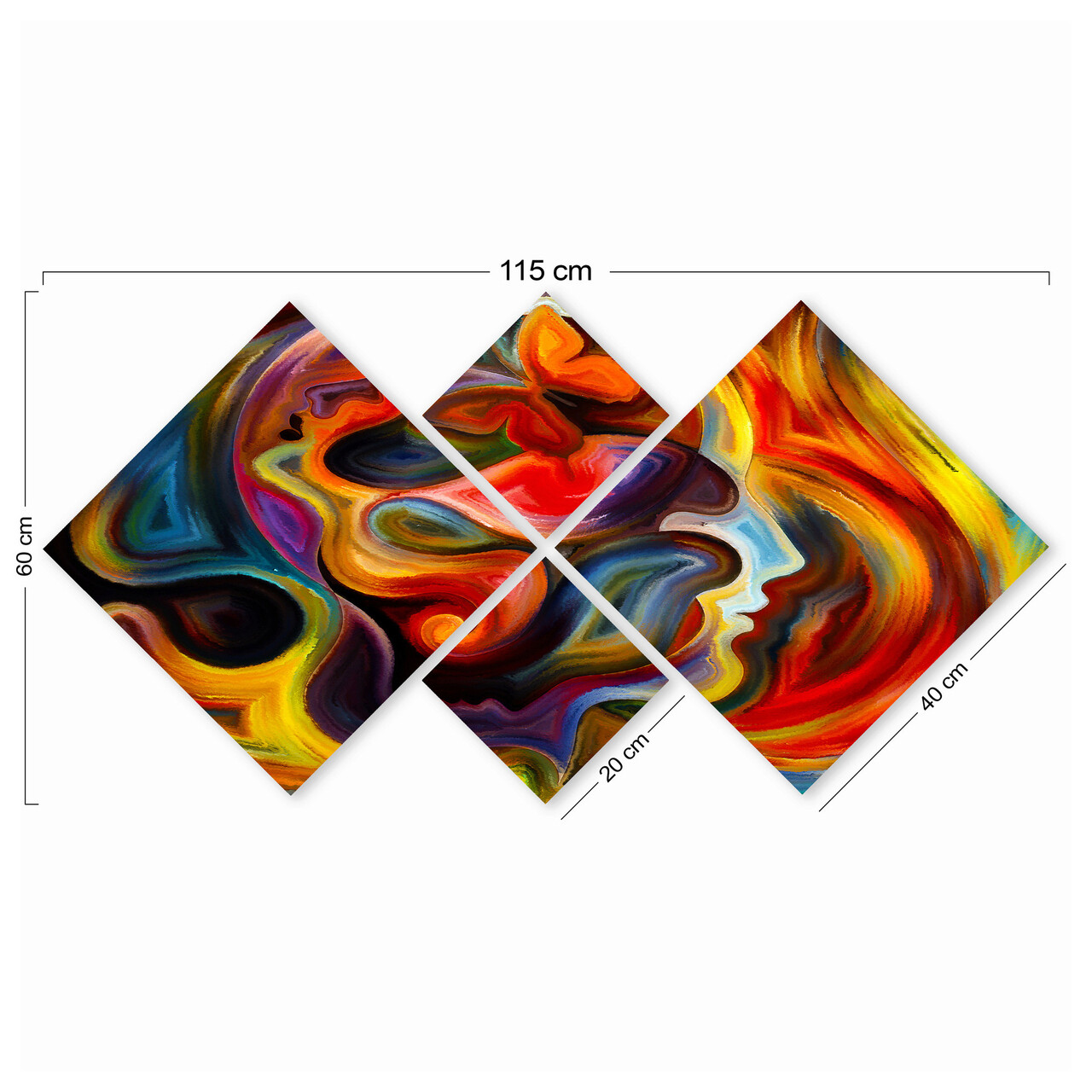 Set 4 tablouri decorative, 4MDF284534675, MDF, Imprimat UV, Multicolor