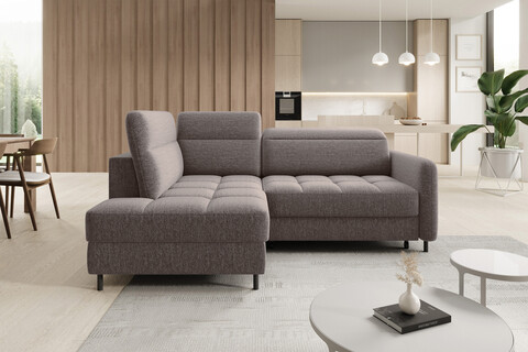 Coltar extensibil stanga 3 locuri ELTAP, LT-20AS, Barea, 208x160x100 cm, lemn/poliester, maro deschis