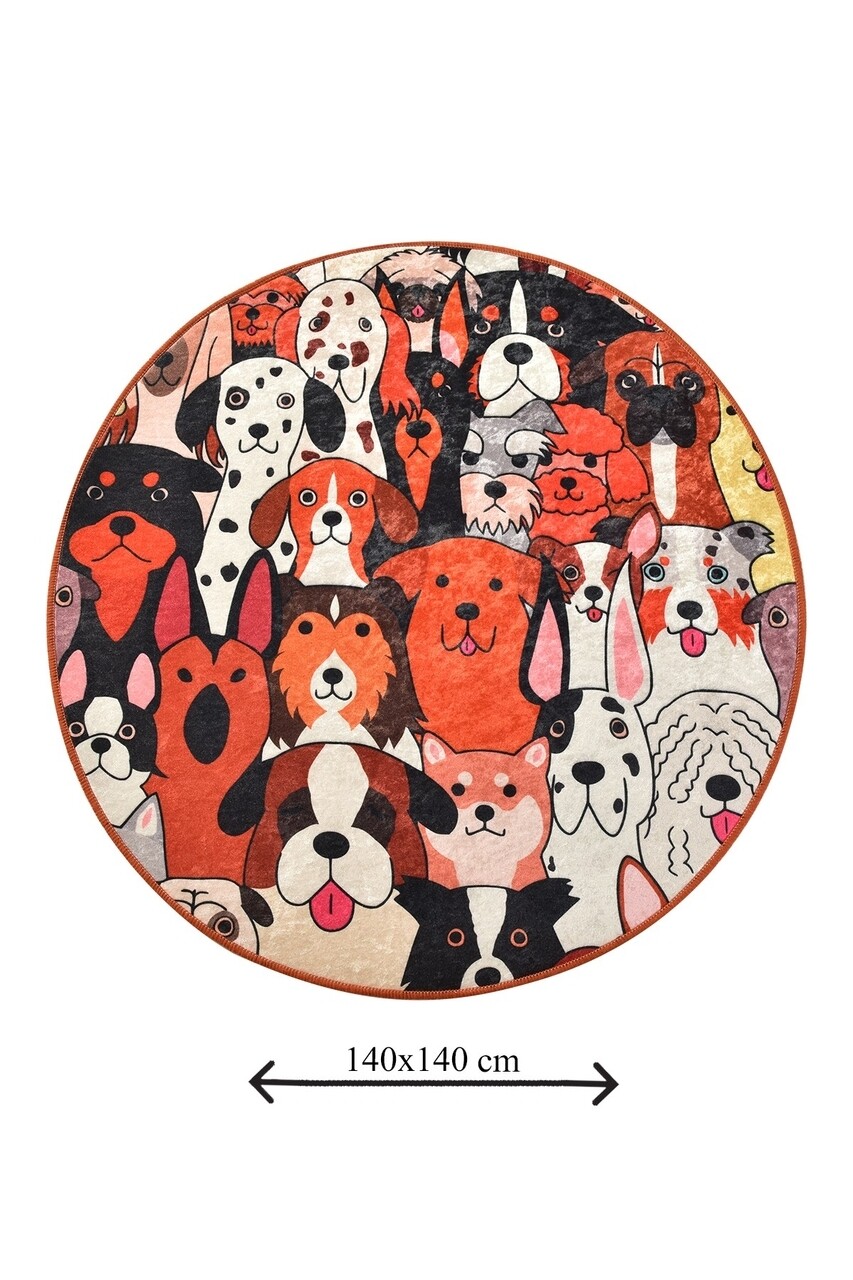 Covoras de baie Dogs, Chilai, Ø140 cm, multicolor - 2 | YEO