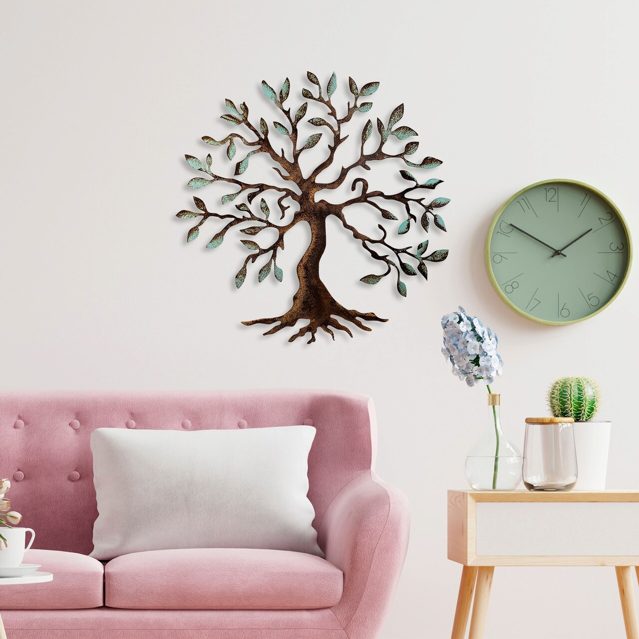 Decoratiune de perete, Tree, Metal, 60 x 60 cm, Multicolor - 2 | YEO