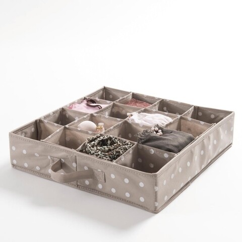 Organizator pentru dulap Rivoli, Compactor, 16 compartimente, 40 x 40 x 9 cm, polipropilena, maro