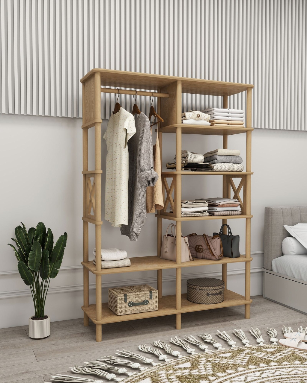 Dulap pentru haine, Hanah Home, Lusso, 120x175x38 cm, Stejar - view 4