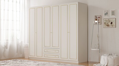 Dulap pentru haine, Rabi, Rb-085, 210x210x52 cm, Alb mat