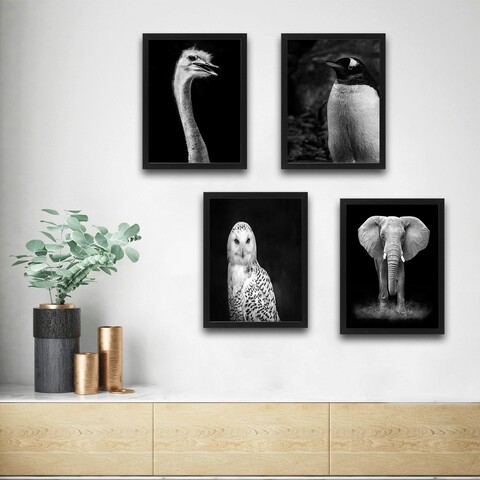 Set 4 tablouri decorative, Elephant Set, PAL, Hartie, Multicolor Bystag