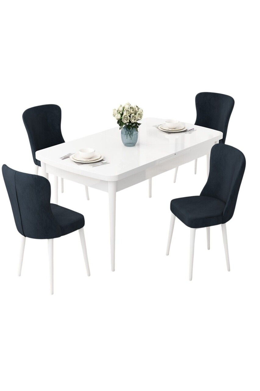 Set masa extensibila si scaune (5 piese), Hanah Home, Due, Alb / Antracit — imaginea 2