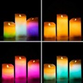 Set 3 lumanari LED multicolore cu efect de flacara cu telecomanda Lendles, InnovaGoods, Ø7.5 x 10 cm, bej