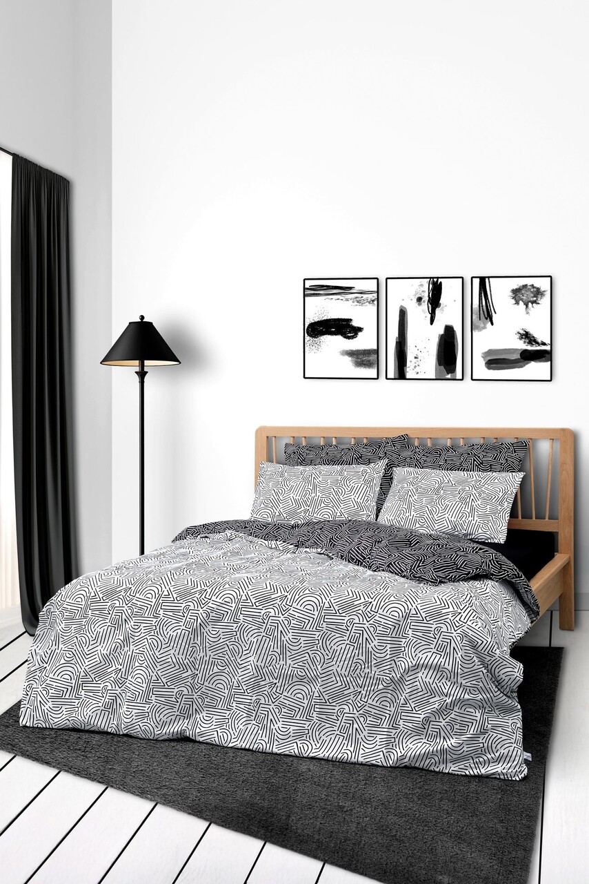 Lenjerie de pat dubla (DE) L'essentiel Maison Maze Negru