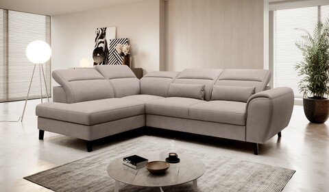 Coltar extensibil stanga 4 locuri ELTAP, LT-07PO, Noble, 255x201x100 cm, lemn/poliester, bej