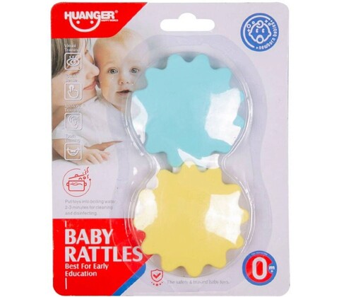 Jucarie pentru dentitie copii, Rattle Toys, HE0118, 0M+, silicon alimentar/plastic, multicolor