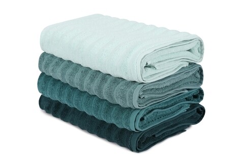 Set 4 prosoape de baie 406, Beverly Hills Polo Club, 70x140 cm, bumbac, albastru petrol
