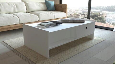 Masuta de cafea, puqa design, boey, 110x35x60 cm, pal, alb