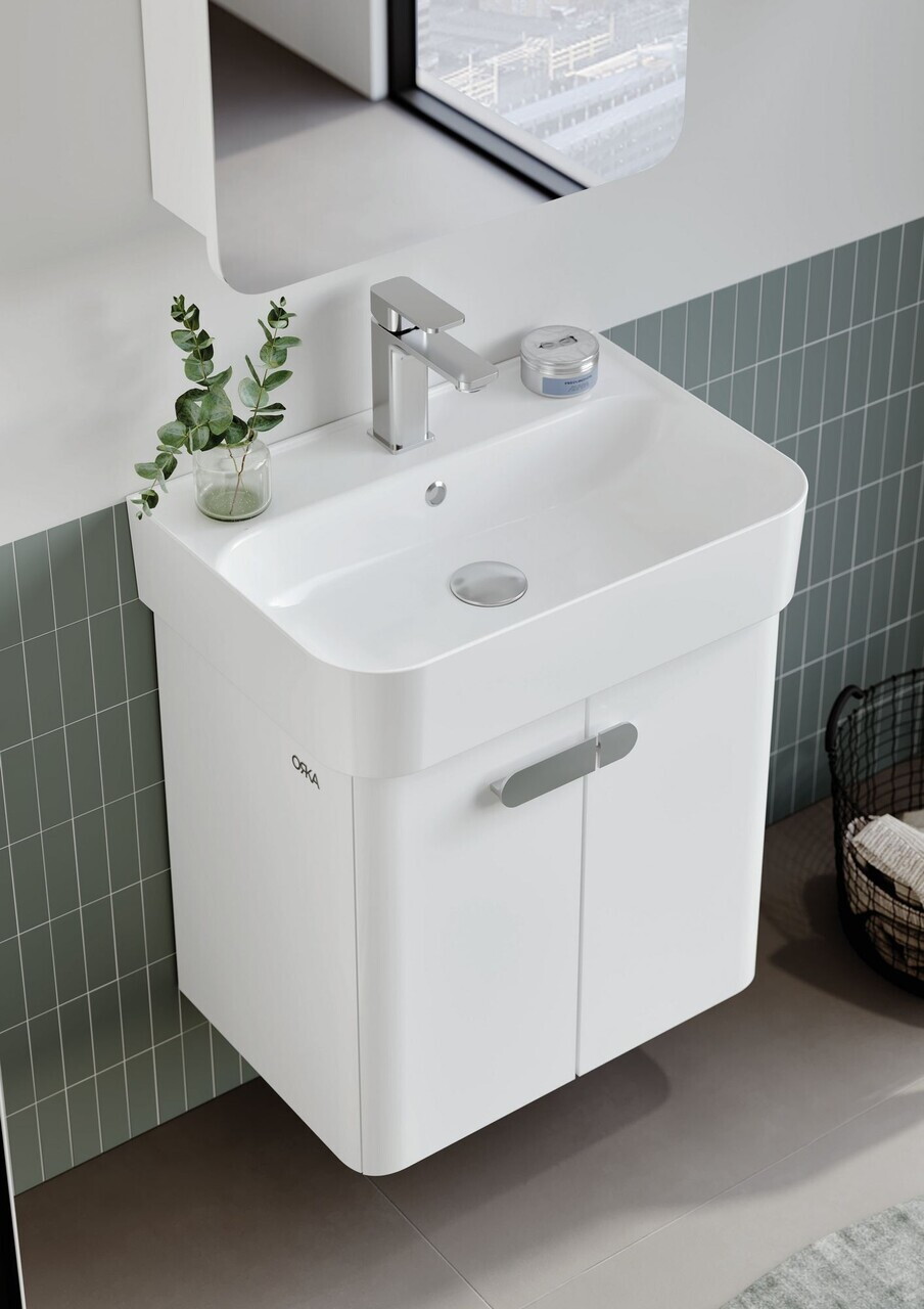 Set Dulap de Baie cu Chiuvetă și Oglindă (2 Piese), Hanah Home, Orbit 55, Alb — imaginea 5