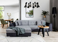 Coltar extensibil stanga 4 locuri, ELTAP, Sorento, 296x194x78 cm, lemn/poliester, gri deschis/gri inchis