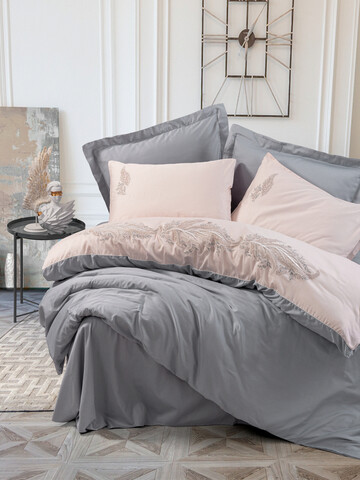 Lenjerie de pat dubla, Sheen - Grey, Cotton Box, Bumbac Satinat