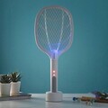 Paleta electrica anti-insecte reincarcabila 2 in 1 cu lumina UV, KL Rak, InnovaGoods, 44.5 x 18 cm, alb/gri
