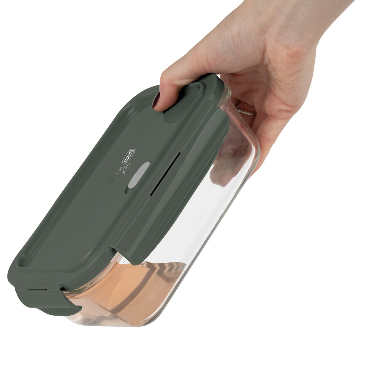 Set 3 caserole cu capac Berlinger Haus, Matte Green, 570 ml / 840 ml / 1.18 L, sticla/plastic, verde/transparent - imagine 2