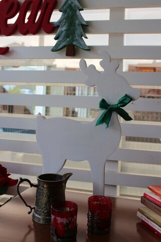 Decoratiune de perete, White Deer 2, 40x28x2 cm, Placaj , Alb La Moneta