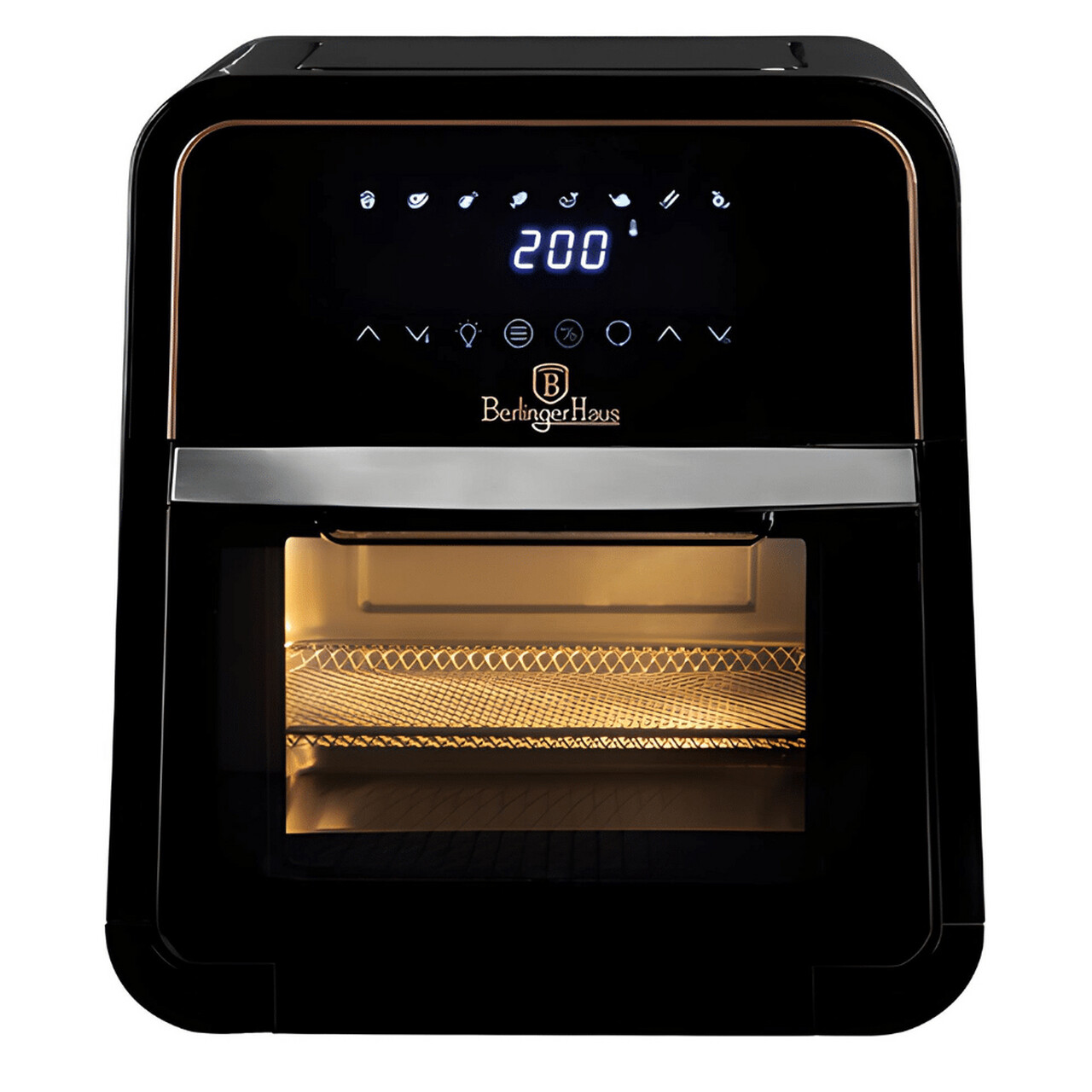 Cuptor cu friteuza cu aer cald Berlinger Haus, Black Rose, 2000W, 12 L, negru - imagine 2