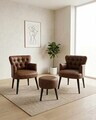 Set fotoliu cu aripioare și puf (3 piese), Atelier del Sofa, 281ELR1185, Maro