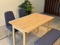 Set masa extensibila si 4 scaune, Vella, Vina Mini 01 1048, PAL, Stejar / Albastru închis