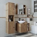 Set Dulap de Baie cu Chiuvetă și Oglindă (3 Piese), Hanah Home, 2483, MDF, Maro