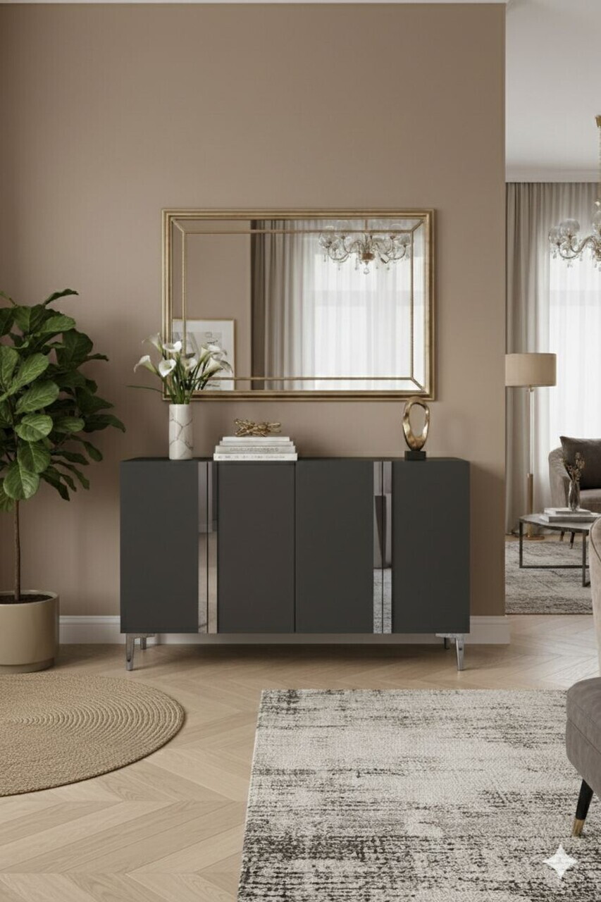 Consola, Hanah Home, Anka 120, 120x75x32 cm, PAL, Antracit / Argintiu — imaginea 3