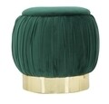 Taburet cu spatiu de depozitare Paris, Mauro Ferretti, Ø 41x41 cm, catifea, verde/auriu