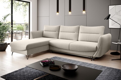 Coltar extensibil stanga 3 locuri ELTAP, LT-22IN, Silva, 276x201x100 cm, lemn/poliester, bej deschis
